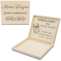Pudełko Drewniane na Merci Pieniądze Kartkę z Grawerem na Dzień Mamy