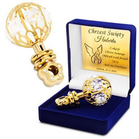 Grzechotka Kryształy z GRAWEREM złota Chrzest