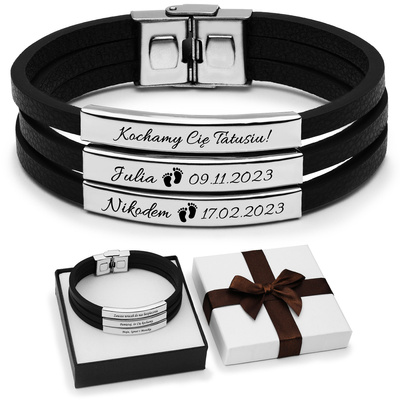 Bransoletka męska z GRAWEREM Prezent dla Taty Męża Chłopaka B5