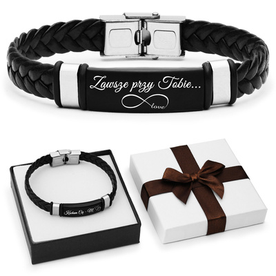 Bransoletka męska z GRAWEREM Prezent dla Taty Męża Chłopaka B3