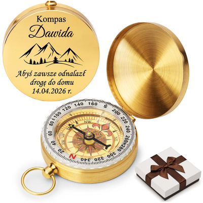 Kompas złoty z GRAWEREM prezent dla podróżnika Taty na urodziny emeryturę