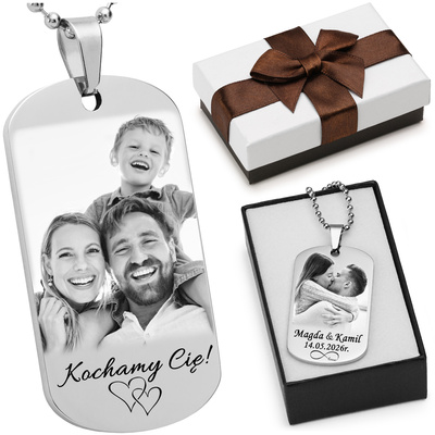 Nieśmiertelnik z GRAWEREM zdjęcia na Prezent Stal Szlachetna Srebrny