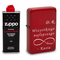 Zapalniczka Benzynowa czerwona z GRAWEREM + Zippo