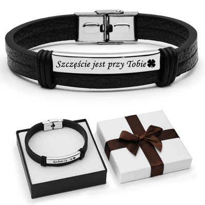 Bransoletka męska z GRAWEREM Prezent dla Taty Męża Chłopaka B2