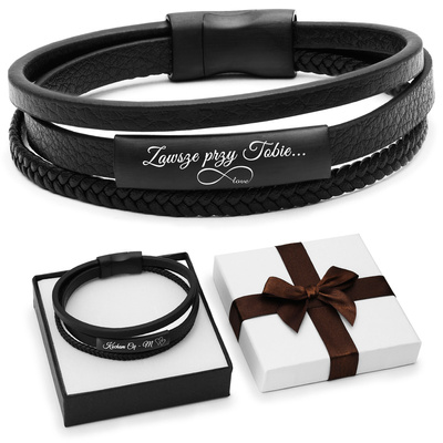 Bransoletka męska z GRAWEREM Prezent dla Taty Męża Chłopaka B4