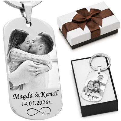 Brelok do kluczy z GRAWEREM zdjęcia Stalowy na Prezent Srebrny